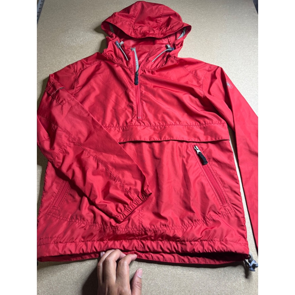 Nike ACG Red Anorak Windbreaker Half Zip Pullover Hooded Jacket Mens Small - Picture 9 of 10